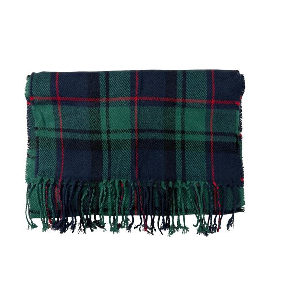 Old Navy Unisex Plaid Fringe Winter Scarf Green Navy Red Tartan Acrylic One Size - Picture 4 of 7